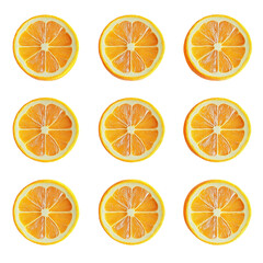 Obraz premium Nine Slices of Oranges, Vibrant Citrus Fruit Pattern