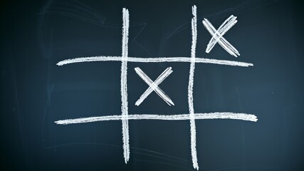 Tic-Tac-Toe Chalkboard Top View - Bright Playful