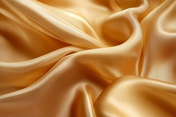 Obraz premium Golden fabric, smooth, flowing, luxurious drape.