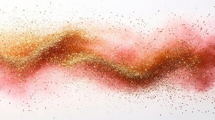 Matte white background with paint on it in featuring a smooth swirling blending of a glittering pastel peach