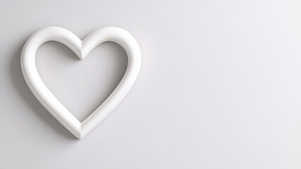 Obraz premium Flat view of a single 3D heart shaped frame on a neutrally painted wall, minimalist style