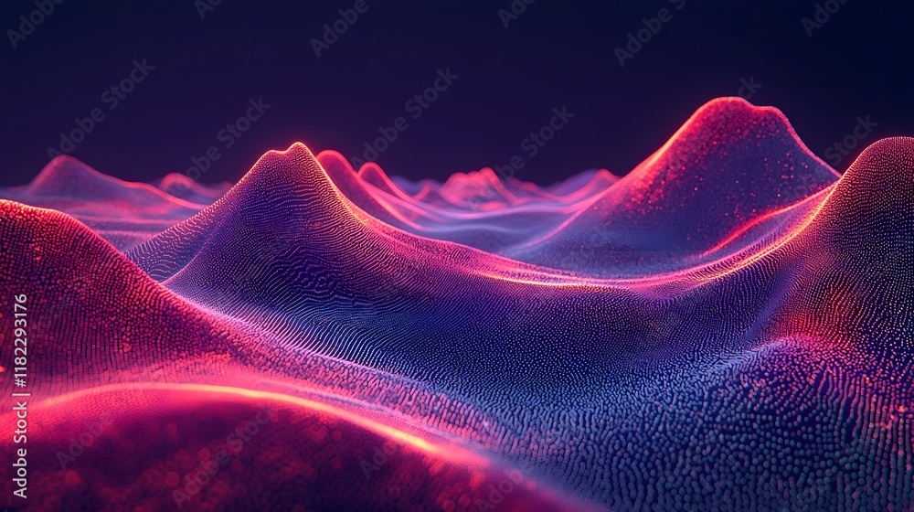 Poster stunning abstract visualization of futuristic digital data in a dynamic glowing neon landscape fract
