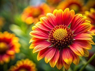 Vibrant Yellow-Red Flower Close-Up, Copy Space Right, Nature Photography