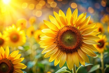 Naklejka premium Vibrant Yellow Sunflower Closeup - Long Exposure Photography