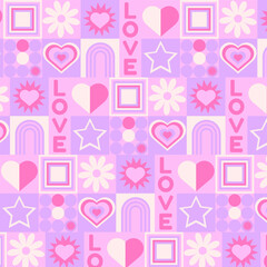 Pink Valentine's Day pattern with geometric elements
