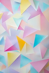 Fototapeta premium Pastel triangle paper shapes, abstract background.
