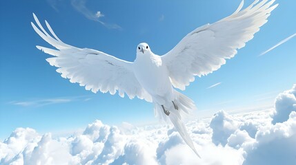 Snow Phoenix Ascendancy, a majestic phoenix gliding gracefully over a pristine, snow-blanketed landscape, embodying winter's serene beauty.