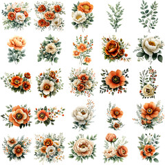 Beautiful floral arrangements featuring orange and cream blooms perfect for various design projects, generative ai