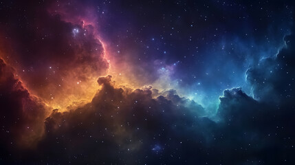 Fototapeta premium A colorful cosmic background illustrating a galaxy cloud and nebula, representing space science and astronomy.