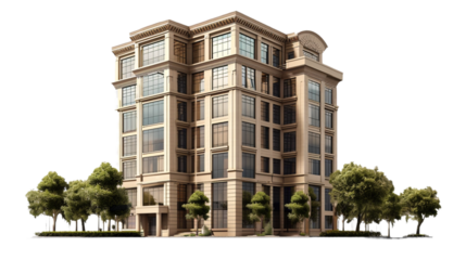 big building in the city on transparent background