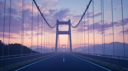 Obraz premium 日の出前のきれいな空と橋