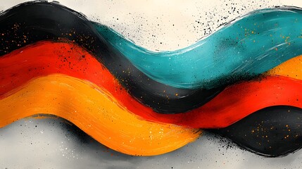 Obraz premium Vibrant Abstract Geometric Waves and Stripes for Attention Grabbing Digital Designs