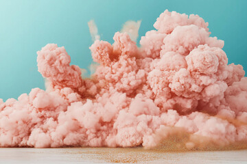 A soft, fluffy texture resembling cotton candy in shades of pink and cream, with small golden sparkles