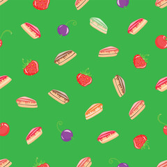 Cheesecakes with berry flavor will decorate dessert and give bliss, dessert, confectioner, currant, sugar, vector, illustration, isolated, background, art, food, jam,
