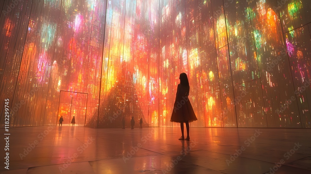 Poster mesmerizing digital landscape filled with massive amounts of data information and analysis visualize