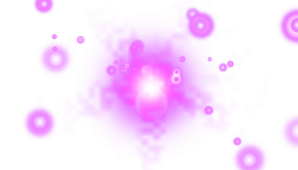 Abstract Glowing Purple Light Burst with Bokeh Effect isolated on a transparent background