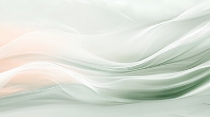 Fototapeta premium Flowing white streaks over muted sage green and pale coral background minimalist artistic look high detail