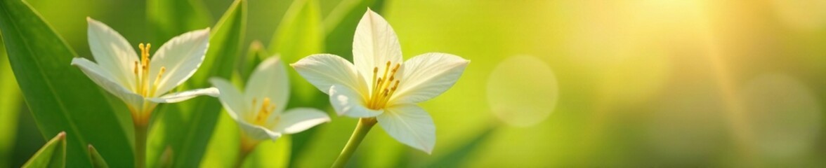 Fototapeta premium Vanilla flower stems with natural light reflections, nature, sunlit