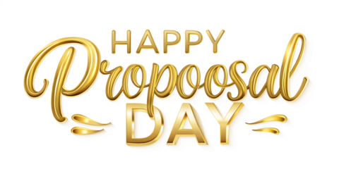 Happy propose day golden text isolated on white background as transparent. PNG.AI GENERATED