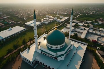 Naklejka premium Ramadan Kareem Eid Mubarak Mosque Background.