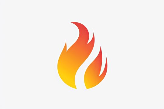Minimalist flame symbol in orange and yellow gradient. Modern fire logo design on white background. Energy and heat concept for branding and graphic design.