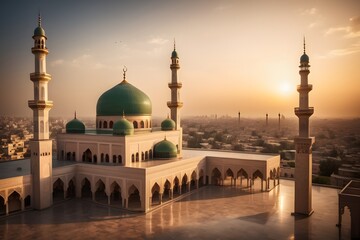 Ramadan Kareem Eid Mubarak Mosque Background.