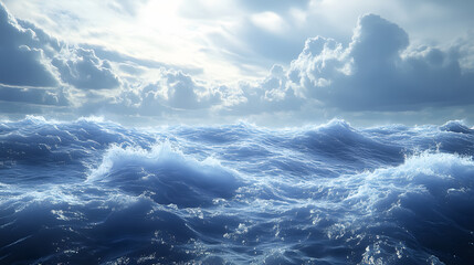A composite image depicting a rough blue ocean.