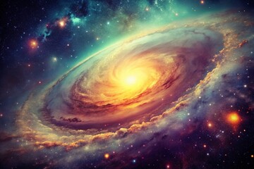 Vintage Galaxy Space Background: Cosmic Nebula in Retro Style