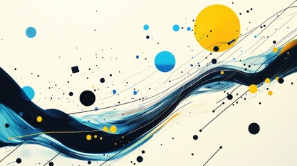 Futuristic abstract art featuring connected dots and curves digital design bright environment creative concept