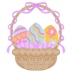 basket with easter eggs