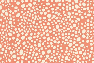 Coral background with off-white, irregular circles.
