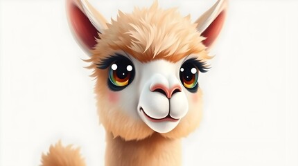 Fototapeta premium creative and adorable alpaca character isolated on light backdrop for branding