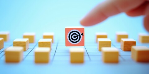 Target Focus Concept with Wooden Blocks and Finger