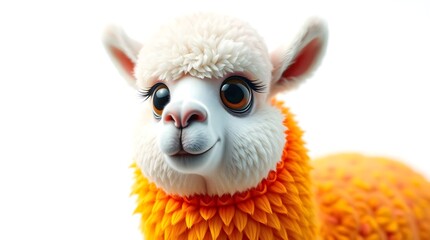 Fototapeta premium cute and bright alpaca isolated on simple background for branding projects