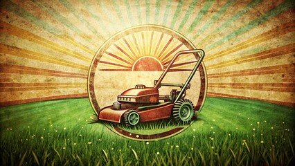 Vintage Lawn Mower Logo Design, Retro Gardening Equipment Illustration, Classic Style