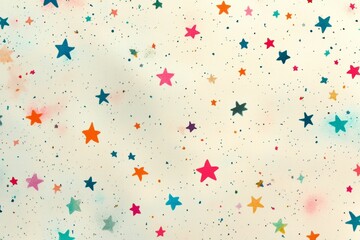 Colorful stars scattered on light background.