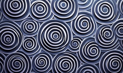 Abstract swirling circles, grayscale, textured surface.