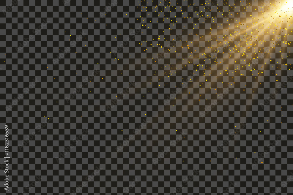 Aufkleber gold sparkling dust with stars on a transparent background. dust with golden glitter effect and empt