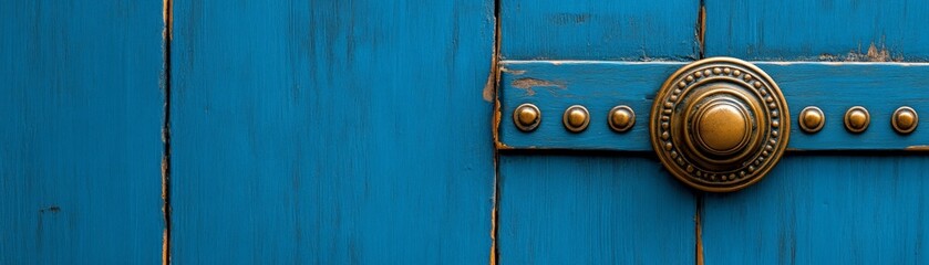 Blue Door with Brass Detail 