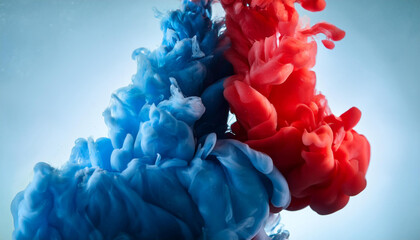 Fototapeta premium abstract heritage of red and blue ink in water near up