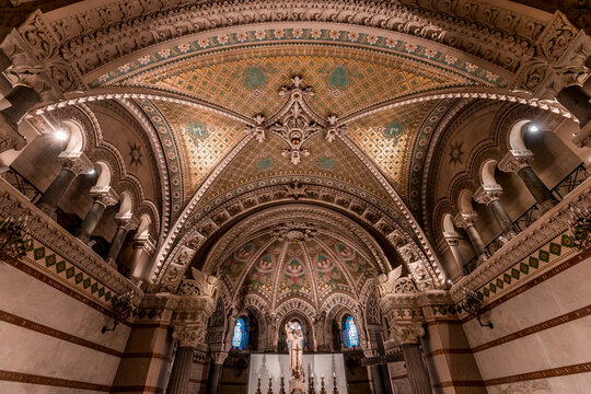 Basilica of Notre-Dame de Fourviere, Lyon, France, the crypt