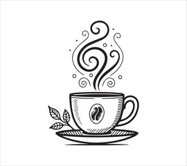  Black and white Line art  coffee  icon