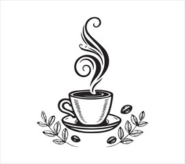  Black and white Line art  coffee  icon