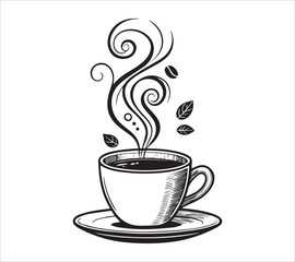  Black and white Line art  coffee  icon