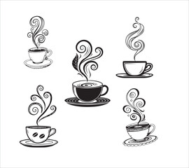 Obraz premium Black and white Line art coffee icon