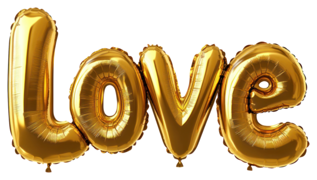 PNG Love word gold balloon text celebration decoration.