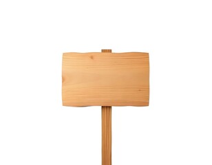 Blank Rectangular Wooden Sign with Smooth Edges on White Background