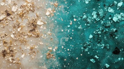 Luxurious glitter textures in bold champagne and teal tones high detail abstract digital art glowing particles aesthetic