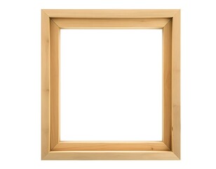 Thin-Profile Square Wooden Window Frame on White Background