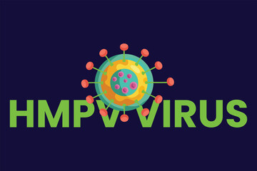 HMPV virus banner, Human Metapneumovirus respiratory virus vector ,HMPV virus outbreak, virus floating in a cellular environment vector background